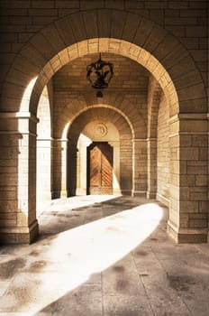 ancient covered Portico in San Marino Republic