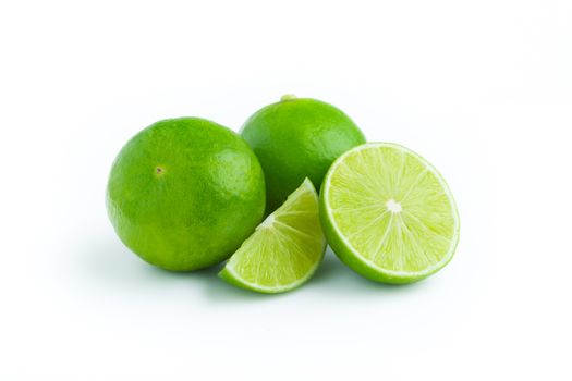 Fresh Limes isolated on white background