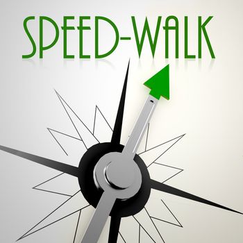 Speed walk on green compass. Concept of healthy lifestyle