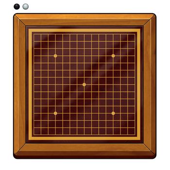 Illustration: Go Game, Gomoku Chess, Renju Chess Related: Chess Pieces, Chess Board, etc. Fantastic Cartoon Style Game Element Design.