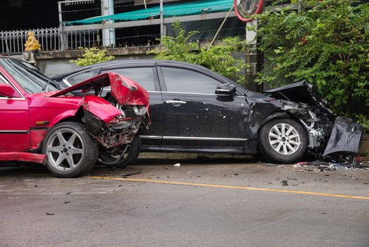 Car accident crash barrier fence.