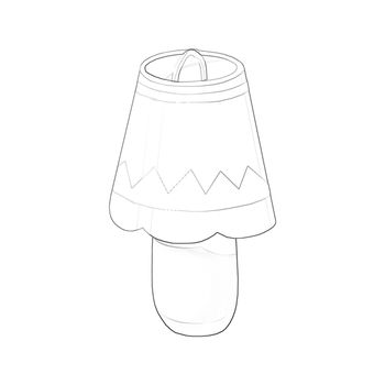 Illustration: Coloring Book Page Items: Lamp. Fantastic Cartoon Style Education Idea Design.