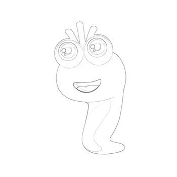 Illustration: Coloring Book Page Items: Worm. Fantastic Cartoon Style Education Idea Design.