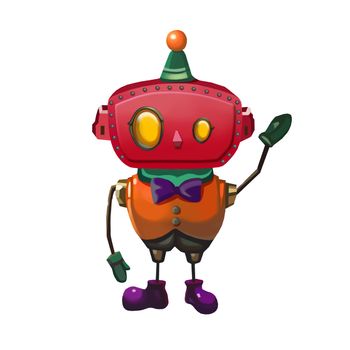 Illustration: Toy Robot Gentle Man. Fantastic Cartoon Style Element Design.