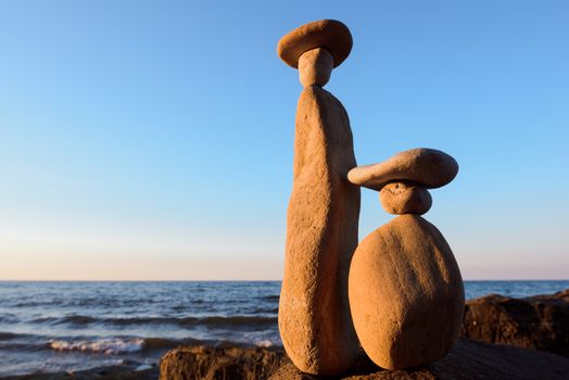 Symbolic figurines of the stones on the seashore