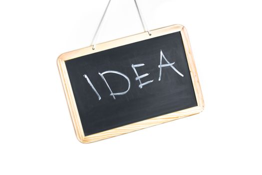 writing idea on school blackboard on white background