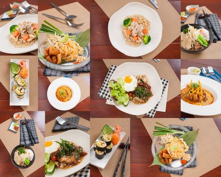 Thai street food mix with Chinese and Japanese ingredients in modern style