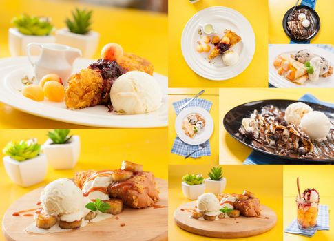 A collection of ice cream with decoration in modern style
