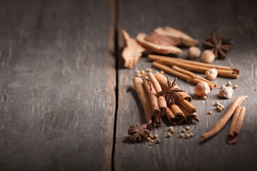 Five spices stewed ingredients with low key scene