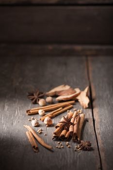 Five spices stewed ingredients with low key scene