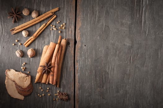 Five spices stewed ingredients with low key scene