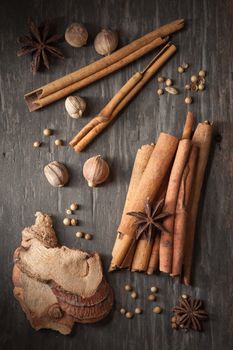 Five spices stewed ingredients with low key scene