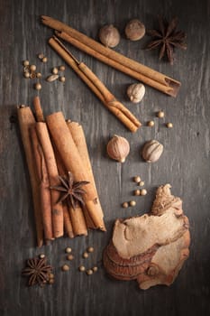 Five spices stewed ingredients with low key scene