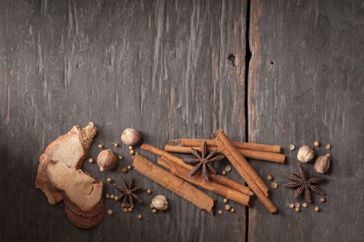 Five spices stewed ingredients with low key scene