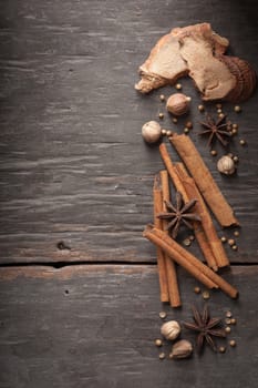 Five spices stewed ingredients with low key scene