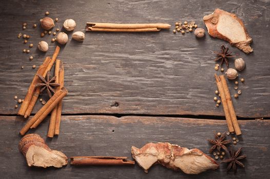 Five spices stewed ingredients with low key scene