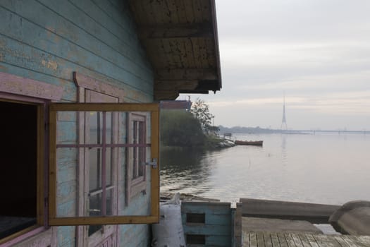 View of pier in Riga.