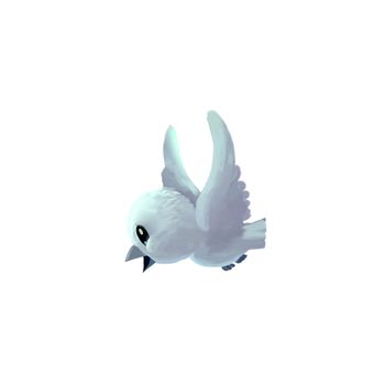 Illustration: Snow Bird. A tiny creature lives near the north pole. Fantastic Cartoon Style Character Design.