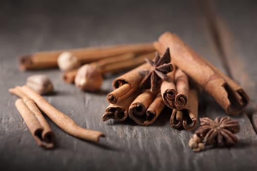 Five spices stewed ingredients with low key scene