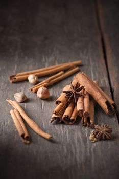 Five spices stewed ingredients with low key scene