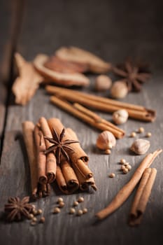 Five spices stewed ingredients with low key scene