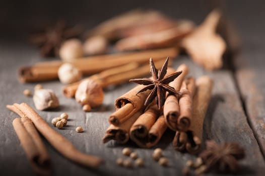Five spices stewed ingredients with low key scene