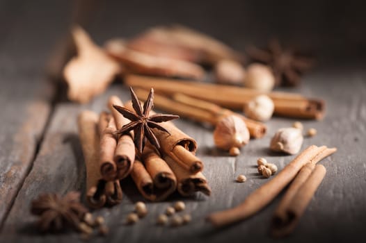Five spices stewed ingredients with low key scene