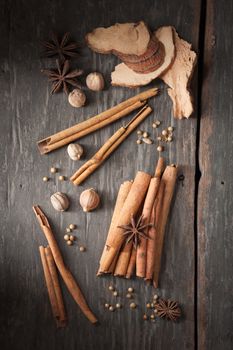 Five spices stewed ingredients with low key scene