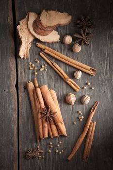 Five spices stewed ingredients with low key scene