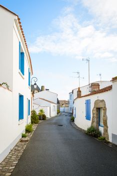 Small street in Noirmoutier-en-l'Île, France