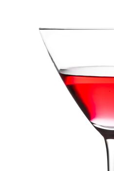 half red cocktail with space for text on a white background