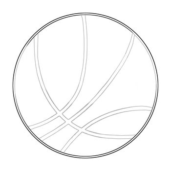 Illustration: Coloring Book Series: Sport Ball: Basketball. Soft thin line. Print it and bring it to Life with Color! Fantastic Outline / Sketch / Line Art Design.