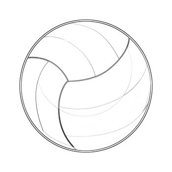 Illustration: Coloring Book Series: Sport Ball: Volleyball. Soft thin line. Print it and bring it to Life with Color! Fantastic Outline / Sketch / Line Art Design.