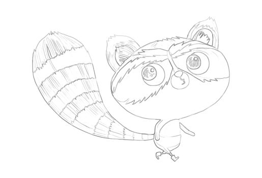 Illustration: Coloring Book Series: Raccoon. Soft thin line. Print it and bring it to Life with Color! Fantastic Outline / Sketch / Line Art Design.