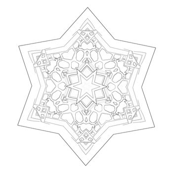 Illustration: Coloring Book Series: Hexagram Flower. Soft line. Print it and bring it to Life with Color! Fantastic Outline / Sketch / Line Art Design.