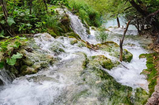 Beautiful waterfalls in Plitvice Lakes, National Park of Croatia