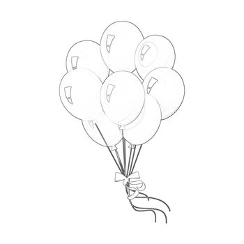 Illustration: Coloring Book Series: Bunch of Balloons. Soft line. Print it and bring it to Life with Color! Fantastic Outline / Sketch / Line Art Design.