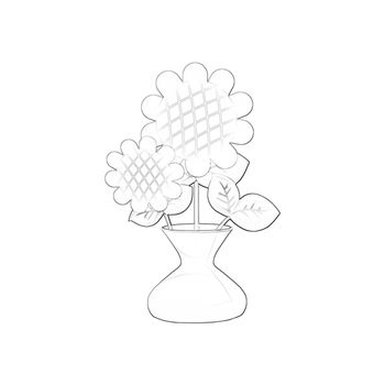 Illustration: Coloring Book Series: Vase of Flowers. Soft line. Print it and bring it to Life with Color! Fantastic Outline / Sketch / Line Art Design.