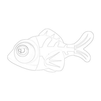 Illustration: Coloring Book Series: X-Ray Fish. Soft line. Print it and bring it to Life with Color! Fantastic Outline / Sketch / Line Art Design.