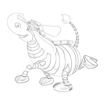 Illustration: Coloring Book Series: Naughty Zebra. Soft line. Print it and bring it to Life with Color! Fantastic Outline / Sketch / Line Art Design.