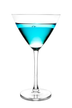 blue cocktail on white background