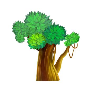 Illustration: Elements Set: Tree. Fantastic Realistic Cartoon Life Style