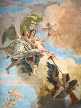 VICENZA, ITALY - MAY 13: Detail of the fresco "the triumph of Virtue and Intelligence on Error" by Giambattista Tiepolo, inside villa Cordellina Lombardi in Vicenza on Wednesday, May 13, 2015.