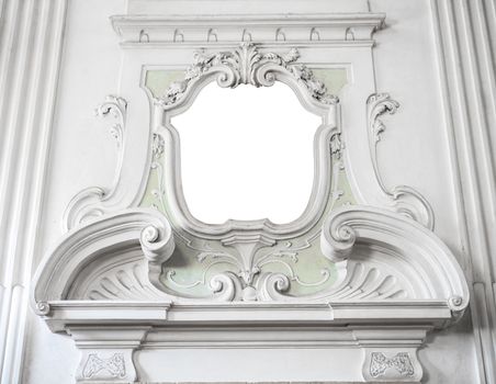 the ornament of a fireplace hood in a Venetian neo classical villa suitable as a frame or border.