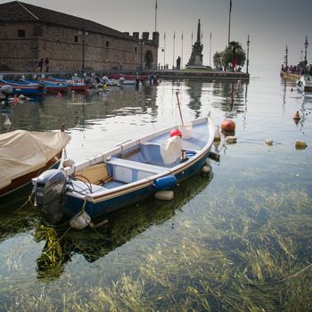 small port in the center of Lazise, ​​Lake Garda, Verona, Italy