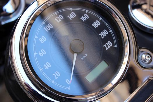 Speedometer of Motorcycle. Black and White Motorcycle Speedometer