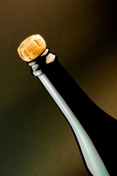 detail of classic champagne bottle with cork
