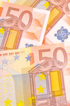 detail of  50-euro banknotes