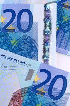 detail of some 20-euro banknotes