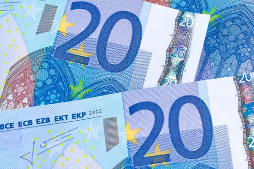 detail of  20-euro banknotes